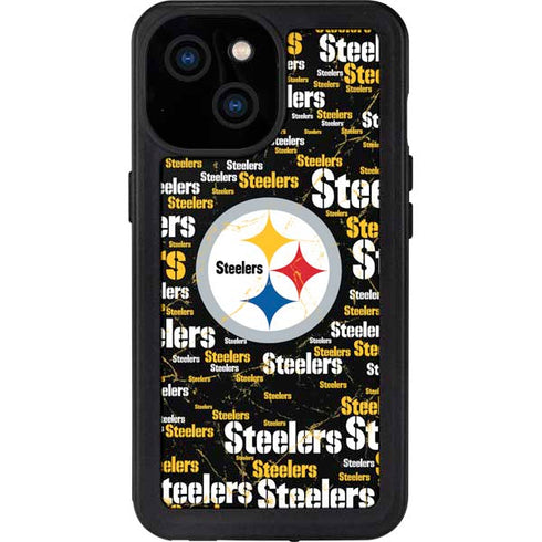 NFL Pittsburgh Steelers Black Blast iPhone 15 Waterproof Case